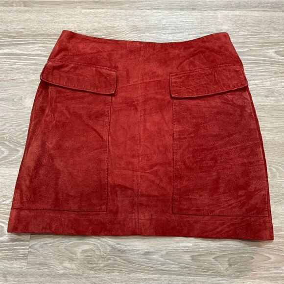 Zara Leather suede A-line miniskirt Front Pockets - Picture 2 of 11